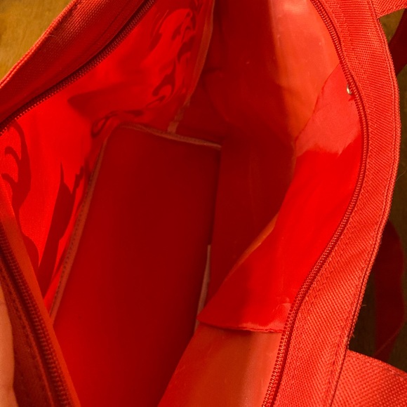 Red reindeer tote bag with zipper - Picture 3 of 3